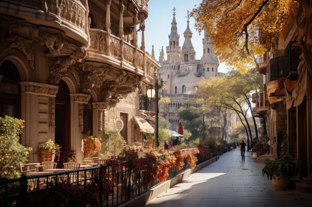 Foto scena pittoresca barcellona quartiere gotico ia generativa