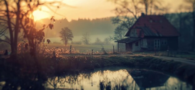 Foto una piccola casa pittoresca vicino all'acqua perfetta per progetti immobiliari o di viaggio