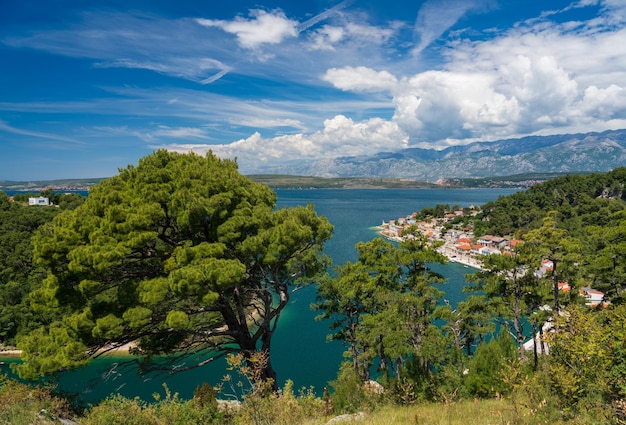 크로아티아의 그림 같은 작은 강변 마을 노비그라드