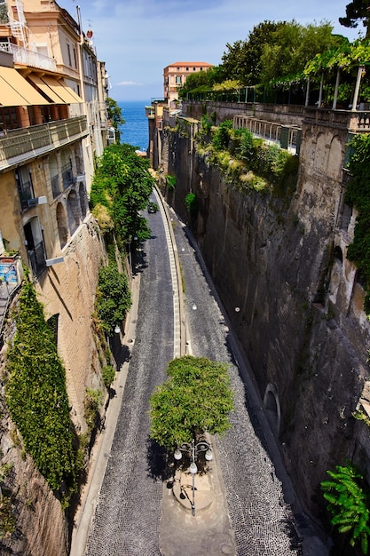 Picturesque Sorrento beautiful way to the sea between the rock