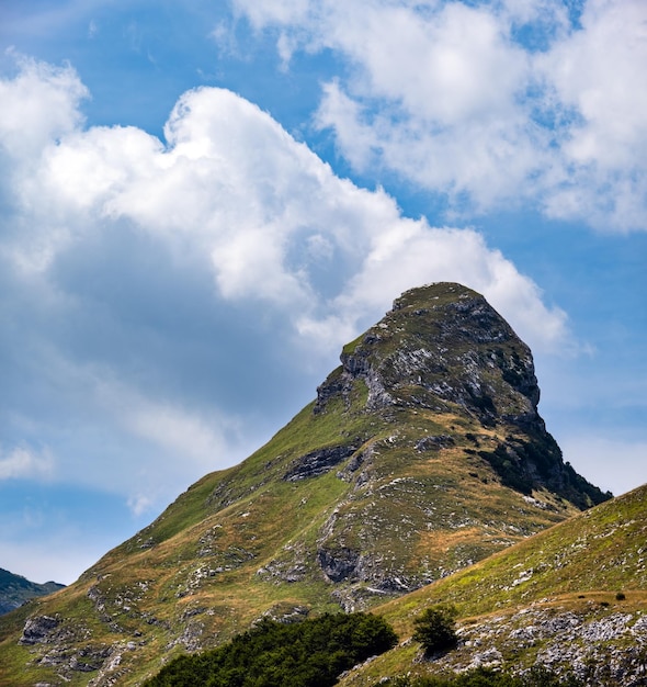 Picturesque summer mountain landscape of Durmitor National Park Montenegro Europe Balkans Dinaric Alps UNESCO World Heritage Durmitor panoramic road Sedlo pass