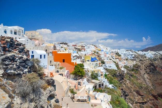 A picturesque town on the hillside of Santorini