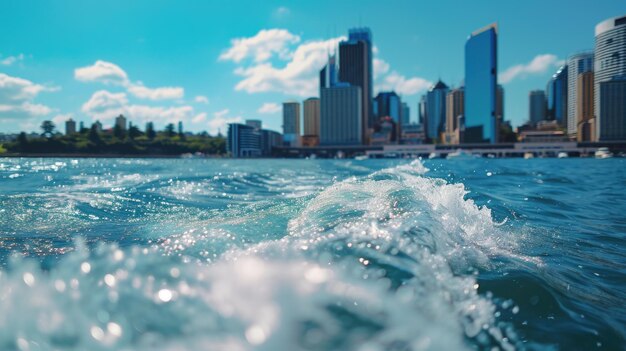 Photo a picturesque view of a city as seen from the water perfect for travel and tourism promotions