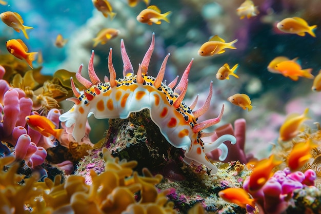 A picturesque view of a group of sea slugs congreg generative ai