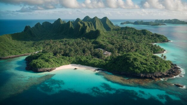 Picturesque view of the island in the middle of the ocean