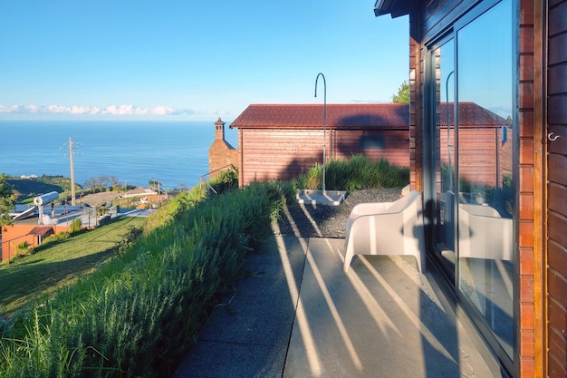 A picturesque view of the ocean on the island on a sunny day