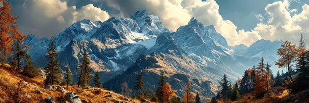 Picturesque View Rough Rocky Mountains Covered Background Image