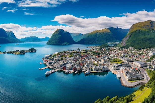 Photo picturesque villages like alesund and flam