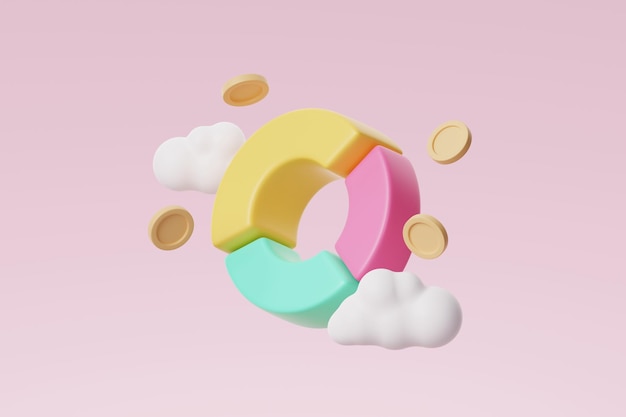 Pie chart graph with money coins and cloud on pink background
business strategy investment profit cloud data information concept
statistic of budget management diagram 3d rendering