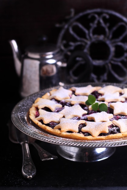 Pie pastry dough decorated with stars