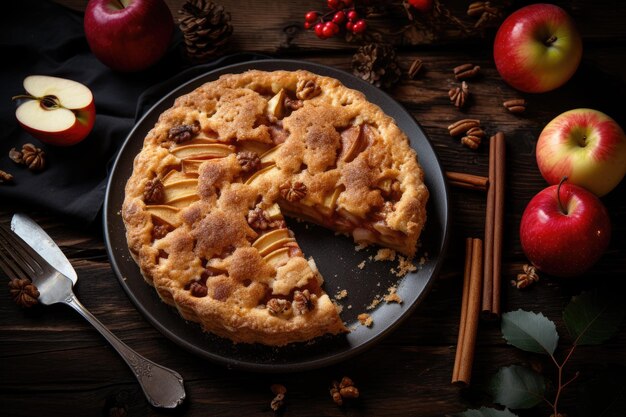 Pie with apples and cinnamon