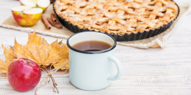 Pie with apples and cinnamon