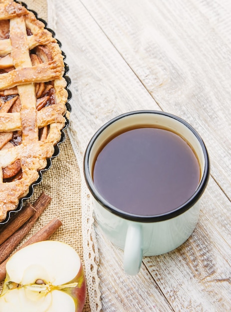 Pie with apples and cinnamon