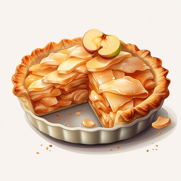 a pie with apples and pears on it