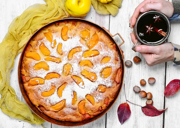 Pie with autumn quinces