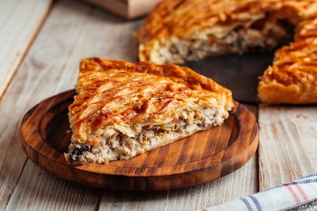 Pie with beef and pumpkin filling