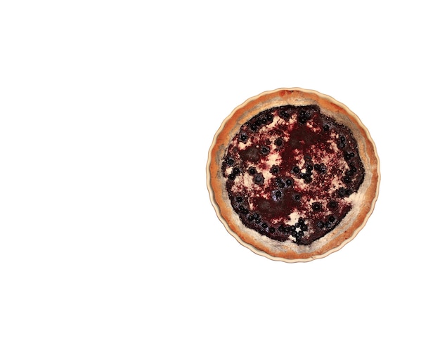 pie with bilberry on the plate isolated on the white