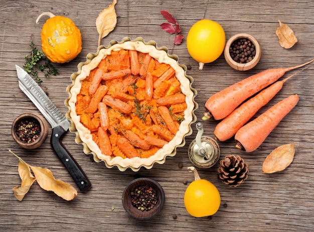 Pie with carrots and pumpkin