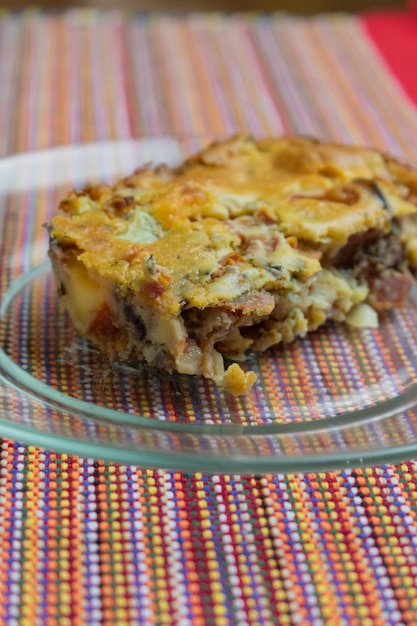 Photo pie with cheese and black olive