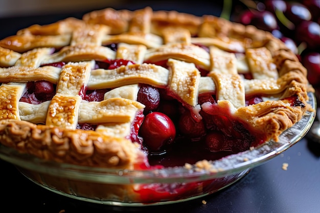 a pie with cherries in it