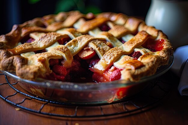 A pie with a crust and a crust on it