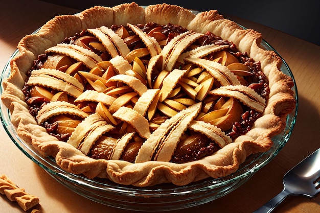 A pie with a crust made from apple pie.