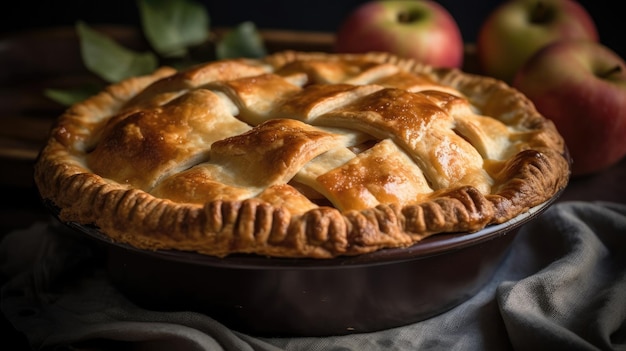 A pie with a crust made from apple pies