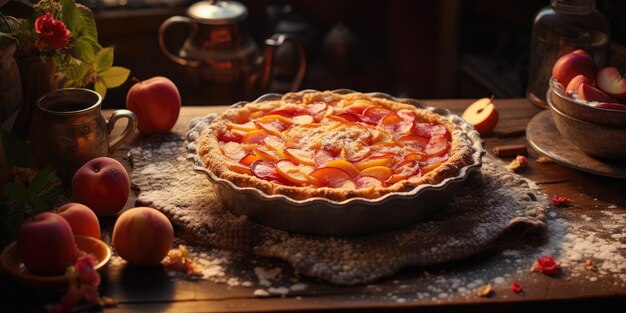 A pie with a crust that has the word " on it.