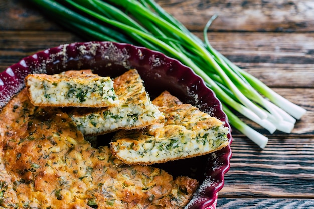 Pie with green onions and egg homemade savory pastries