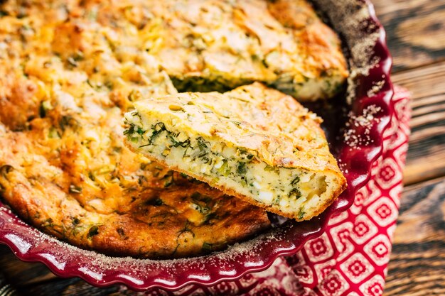 Pie with green onions and egg homemade savory pastries