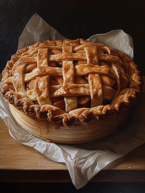 A pie with a lattice pattern on the top