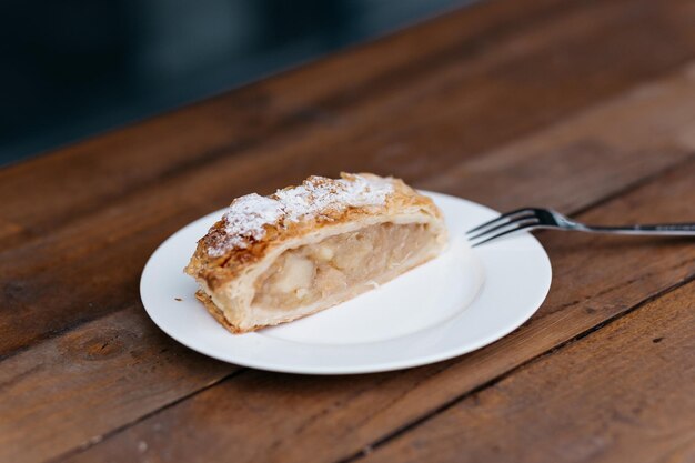 Pie with meat filling Delicious meat pie on table