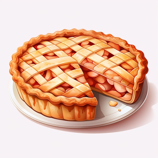 a pie with a piece missing sits on a plate