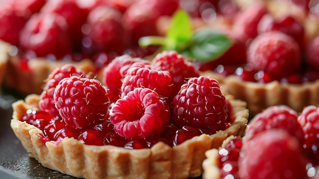 Photo a pie with raspberries