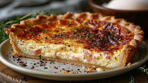 a pie with a slice missing sits on a plate