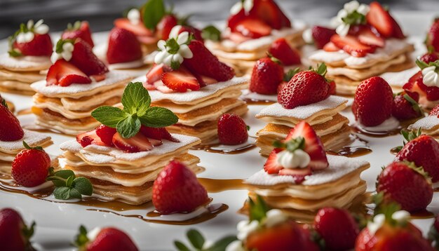 Photo a pie with strawberries and cream on top of it