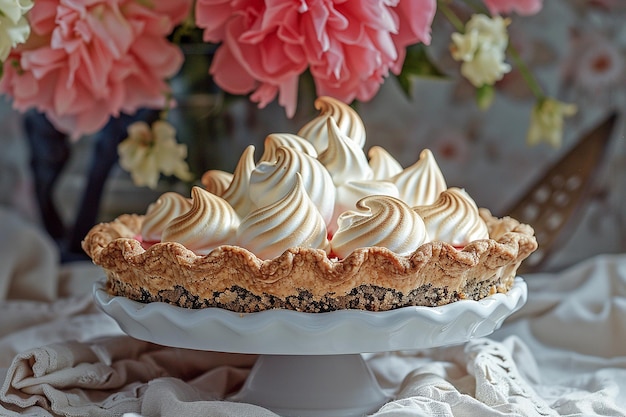 A pie with a whipped meringue topping