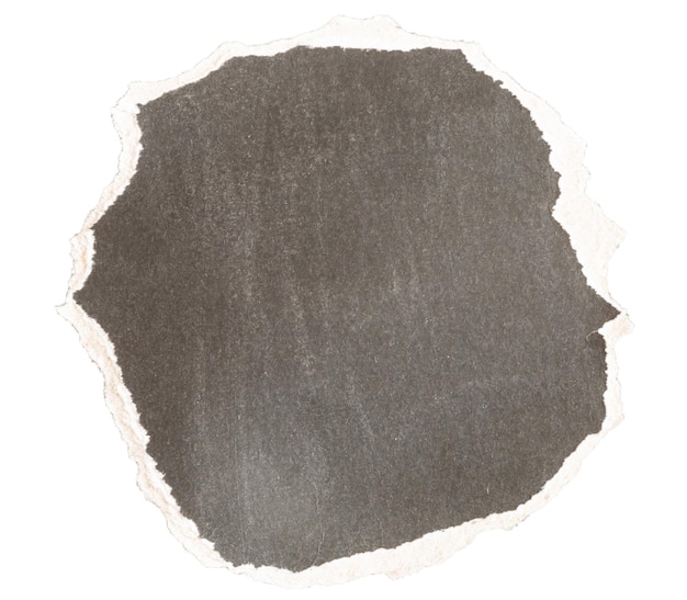 円の形に引き裂かれた一枚の黒い紙 白い背景を持つ空白の古い紙のテンプレート