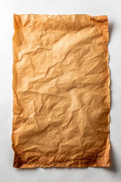 a piece of brown paper on a white surface