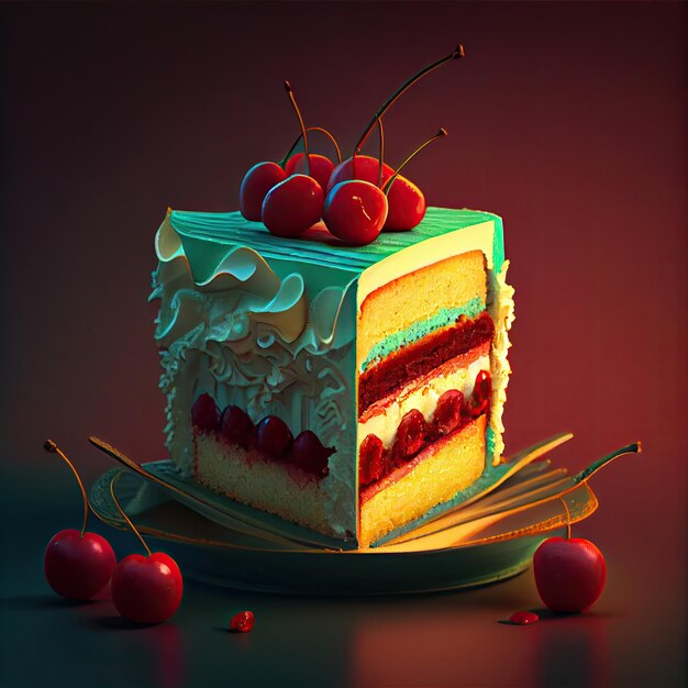 Piece of cake with berries generative ai