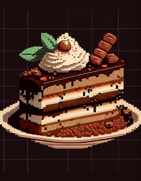 A piece of cake with chocolate icing and whipped cream on top of it.