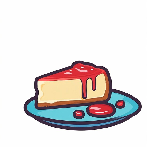 Photo a piece of cake with red sauce and a slice of cake on it