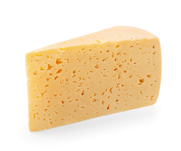 piece of cheese isolated on a white background. clipping path