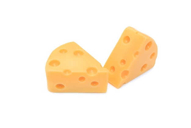 Piece of cheese isolated on white background. Image with clipping path