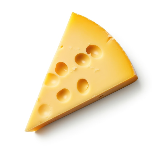 Piece of cheese isolated on white background Top view Generative AI