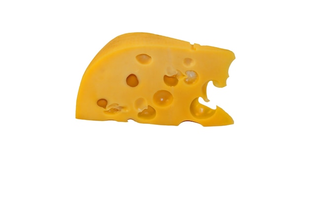 Piece of cheese isolated on white background