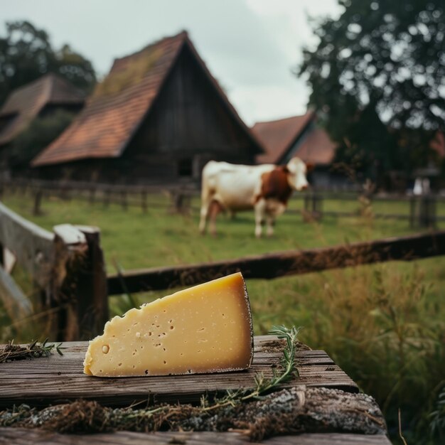 Photo a piece of cheese that is on a table