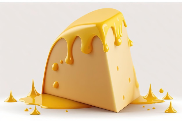 A piece of cheese on a white background with its distinct texture and color creating a simple yet elegant Generative of AI