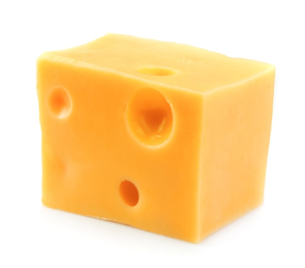 Piece of cheese on white