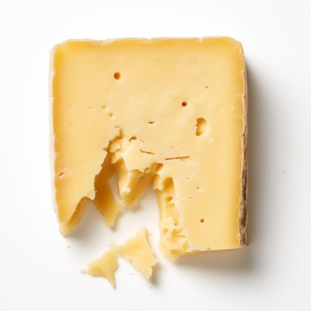 a piece of cheese with a bite taken out of it